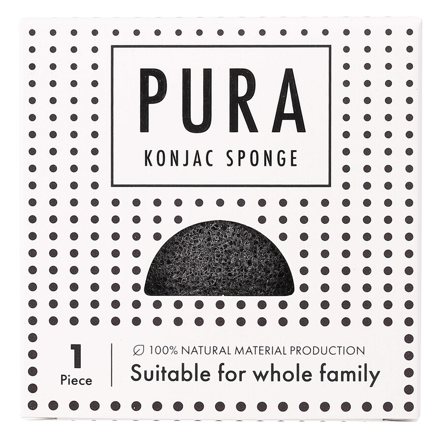 Sister Young Pura konjac face wash sponge, black, 1 pc