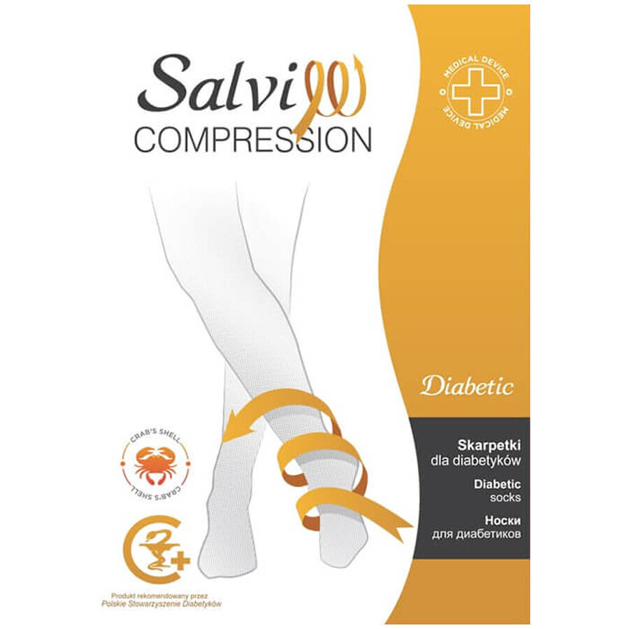 Salvi Compression Diabetic, șosete diabetice, cu chitină, mărimea XXL, negru