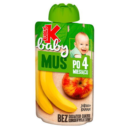 Kubuś Baby Mousse in der Tube, Apfel, Banane, nach 4 Monaten, 100 g