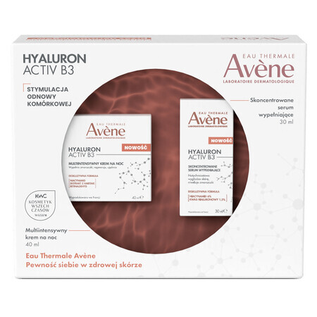 Avene Hyaluron Activ B3 Concentrated Night Care Set, multi-intensive night cream 40 ml + concentrated replenishing serum 30 ml