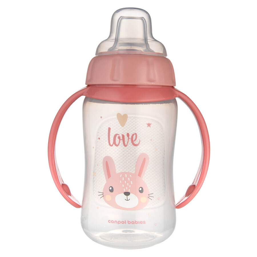 Canpol Babies, vaso entrenador con hocico blando, animalitos, rosa, 56/512, a partir de 6 meses, 320 ml