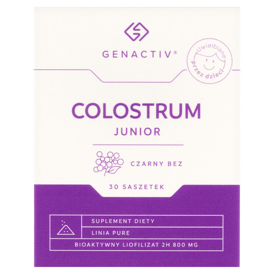 Genactiv Colostrum Junior Schwarzer Holunder, ab 3 Jahren, 30 Portionsbeutel