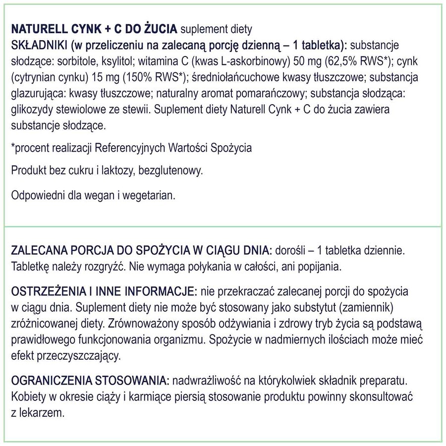 Naturell Zinc + C, 120 comprimidos masticables