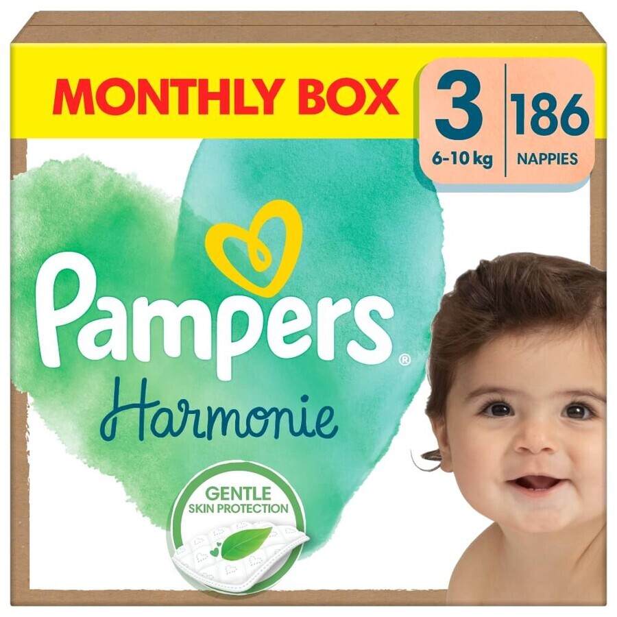 Pampers Harmonie, pañales, talla 3, 6-10 kg, 186 unidades