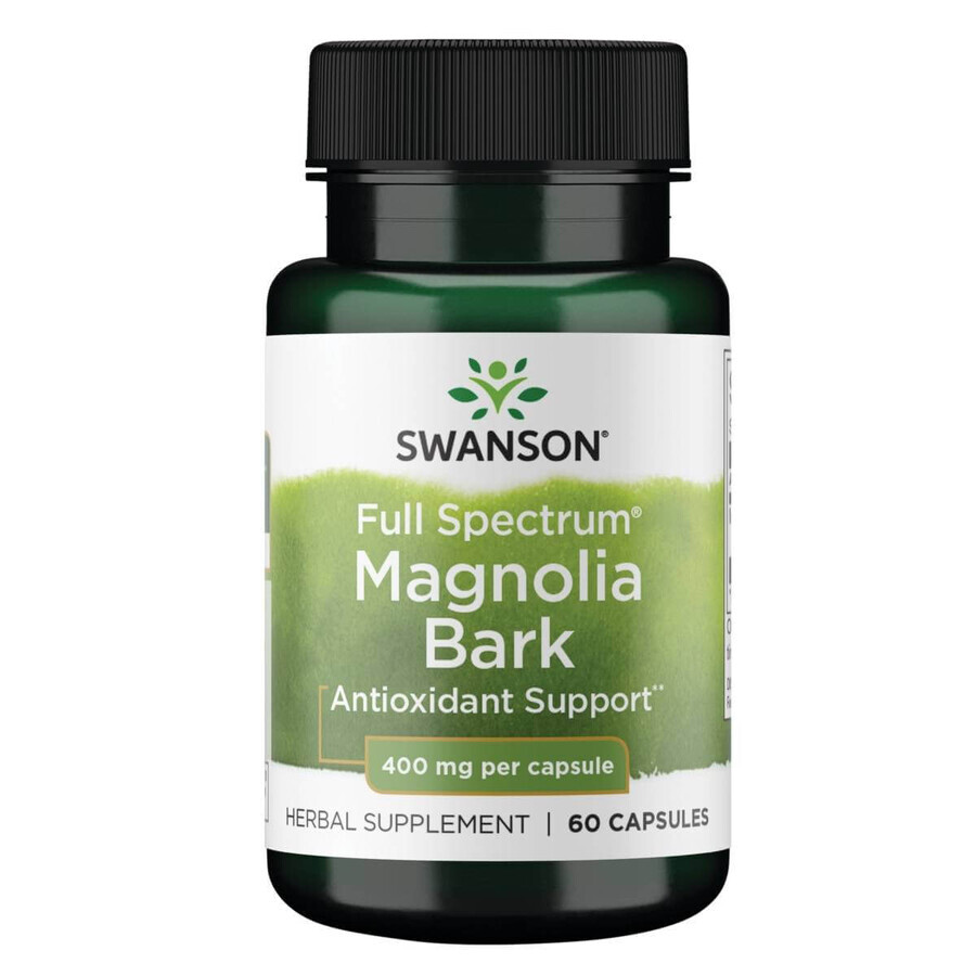 Swanson Full Spectrum Magnolia Bark 400 mg, écorce de magnolia, 60 gélules