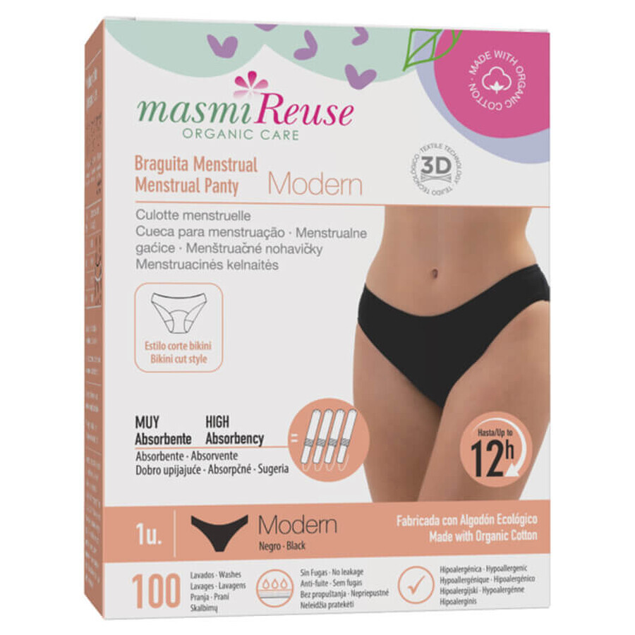 Masmi Modern, Menstruationsslip, Bio-Baumwolle, Größe L, 102-110 cm, 1 Stück