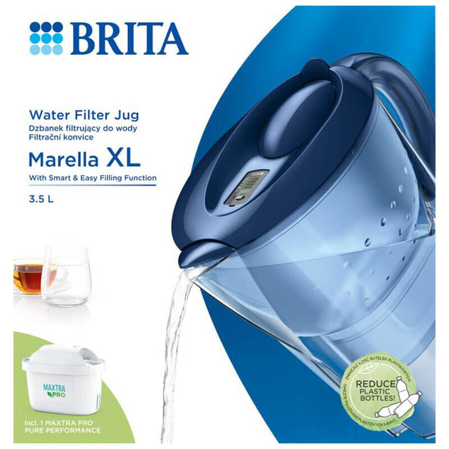 Brita Marella, jarra con filtro XL 3,5 l, azul + filtro Maxtra Pro Pure Performance, 1 ud.