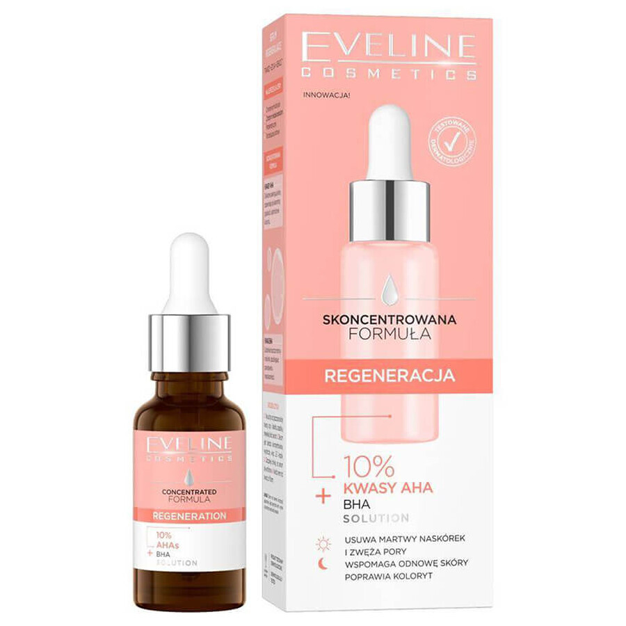 Eveline Cosmetics Fórmula concentrada, suero regenerador, 10 % ácidos AHA, 18 ml