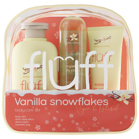 Fluff Vanilla Snowflakes Set, Körperlotion 200ml + Körpernebel 80ml + Handcreme 50ml + Kosmetiktasche