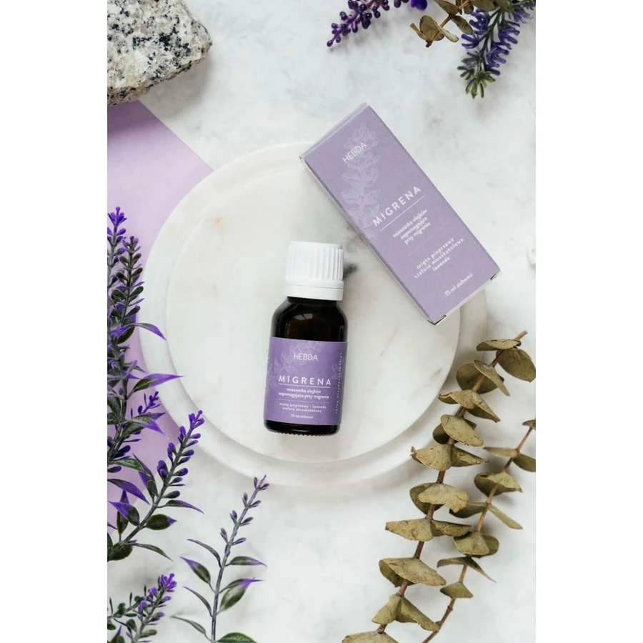 Mezcla de aceites esenciales Hebda para la migraña, 15 ml