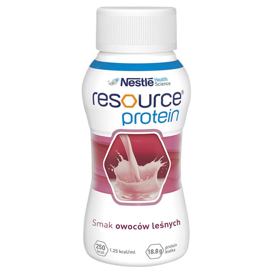 Resource Eiwit, voedzame formule, bessensmaak, 4 x 200 ml + Gratis boodschappentasje