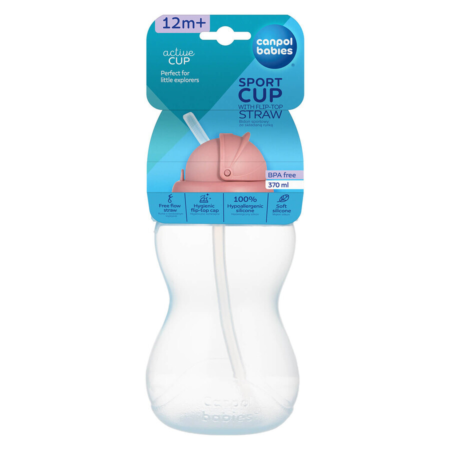 Canpol Bebés, biberón con tubo de silicona plegable, azul, a partir de 12 meses, 370 ml