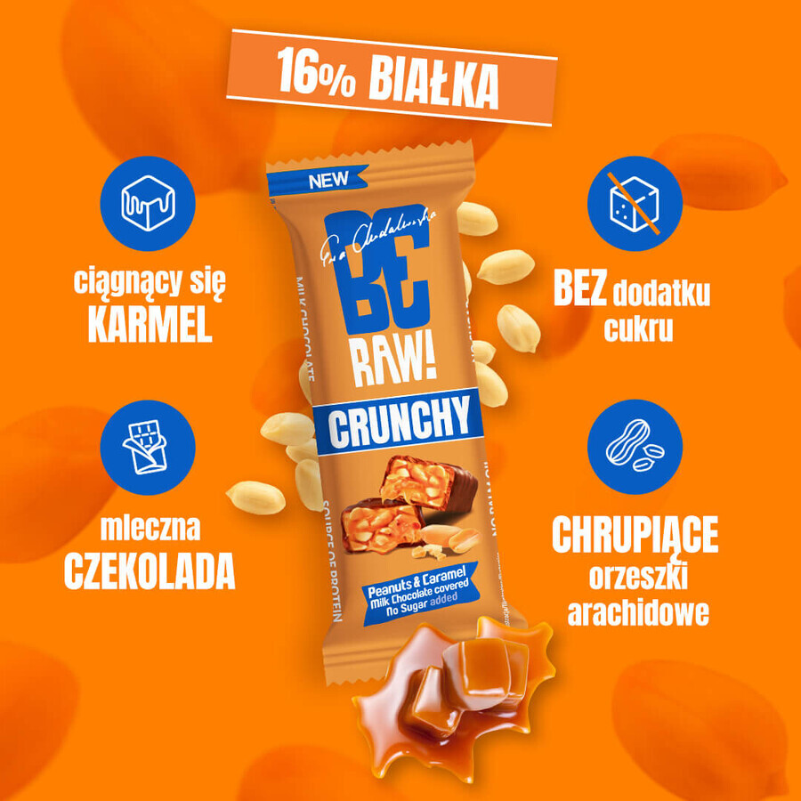 BeRAW! Chrunchy, Riegel, Erdnüsse und Karamell, ohne Zuckerzusatz, 40 g