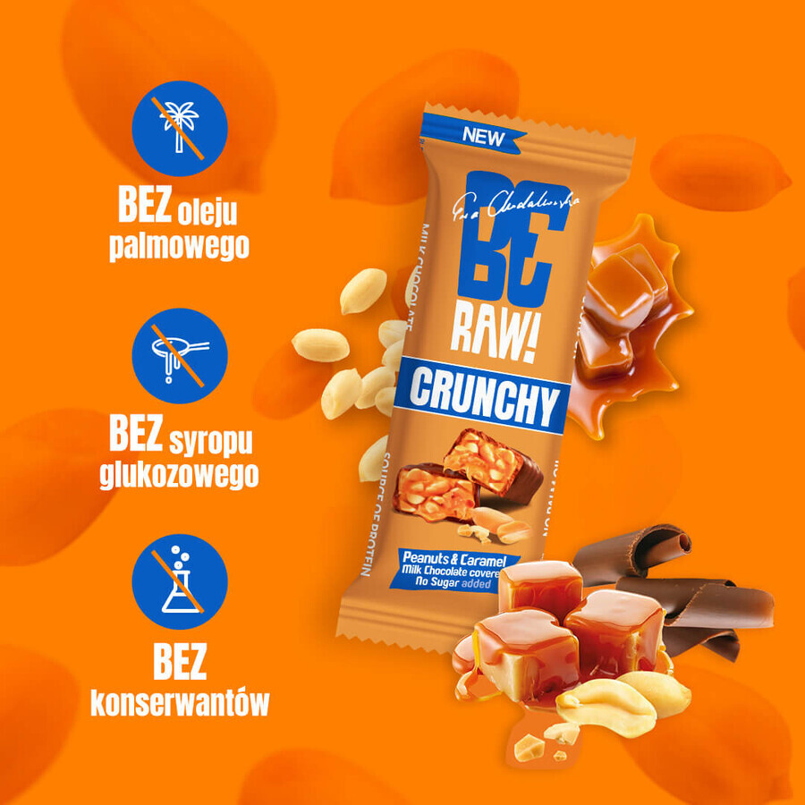 BeRAW! Chrunchy, Riegel, Erdnüsse und Karamell, ohne Zuckerzusatz, 40 g