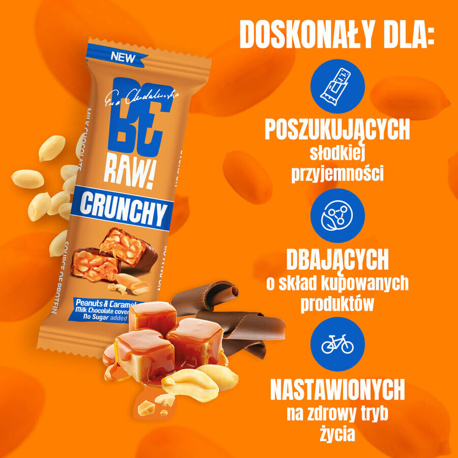 BeRAW! Chrunchy, Riegel, Erdnüsse und Karamell, ohne Zuckerzusatz, 40 g