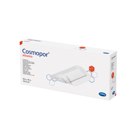 Cosmopor Advance, apósito para heridas y cortes con exudado fuerte, autoadhesivo, estéril, 25 cm x 10 cm, 10 piezas