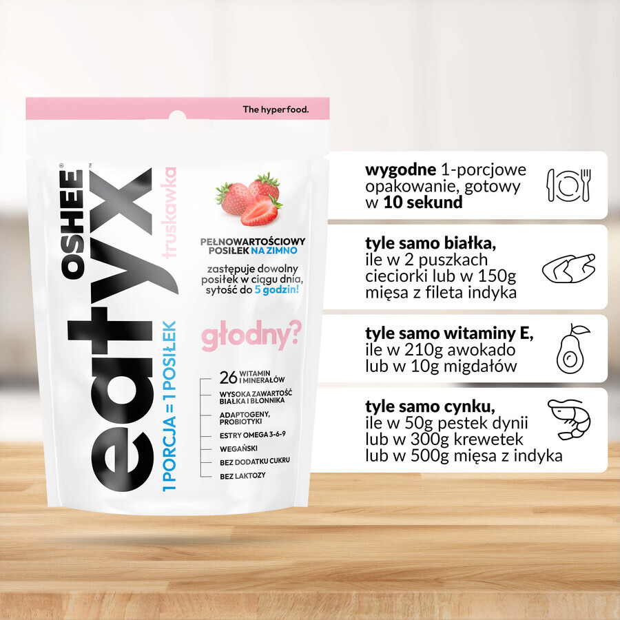 OSHEE Eatyx, repas froid en poudre, végétalien, fraise, 90 g