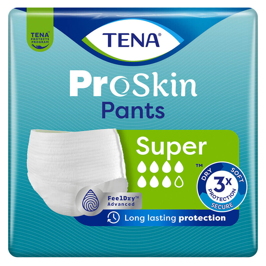 Tena Pants ProSkin, calzoncillos absorbentes, talla XL, 120-160 cm, Super, 12 unidades