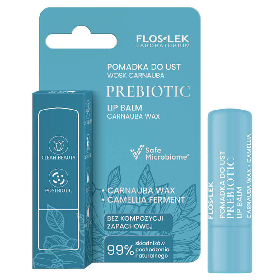 Floslek Laboratorium Prebiotic, lipstick, carnauba wax, 4 g