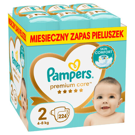 Pampers Premium Care, pañales, talla 2, 4-8 kg, 224 unidades