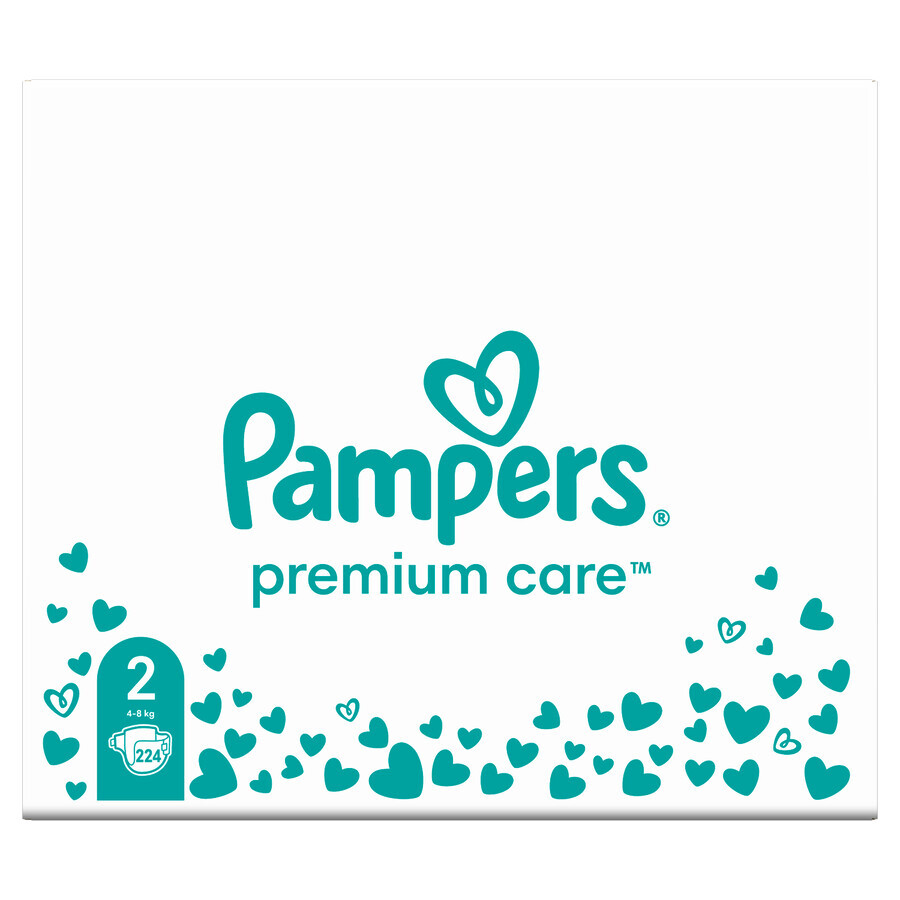 Pampers Premium Care, pañales, talla 2, 4-8 kg, 224 unidades