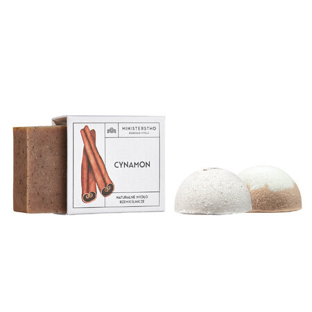 Ministry of Good Soap Cinnamon set, half bath ball, cinnamon, 60 g + half bath ball, chocolate, 60 g + bar of soap, cinnamon, 100 g