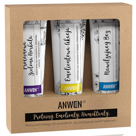 Anwen set, acondicionadores para cabello de baja porosidad, 3 x 100 ml