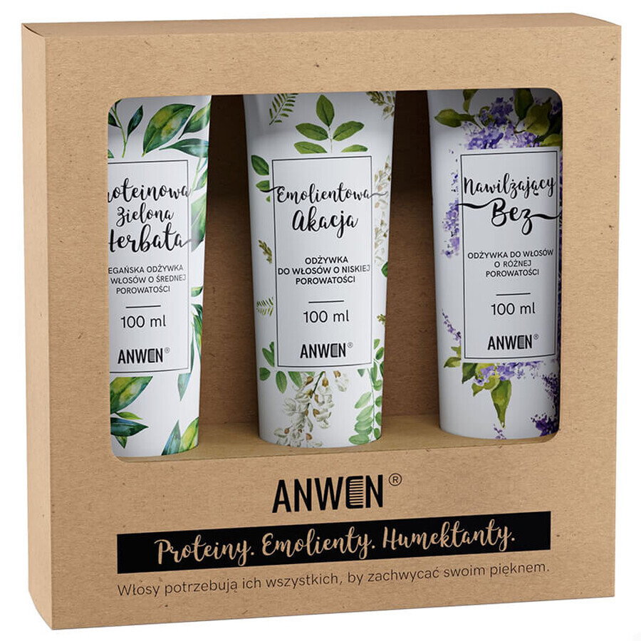 Anwen set, acondicionadores para cabello de baja porosidad, 3 x 100 ml