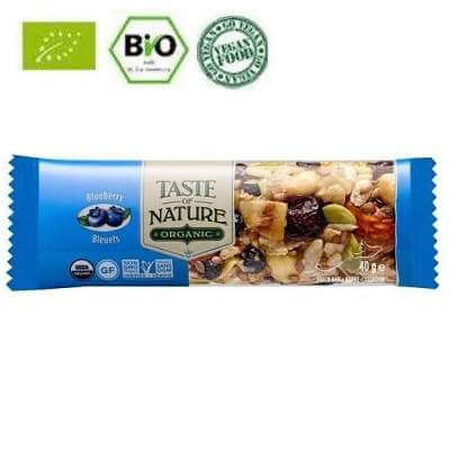 Bio veganistische bosbessenreep, glutenvrij, Taste of Nature, 40 g, La Finestra sul Cielo