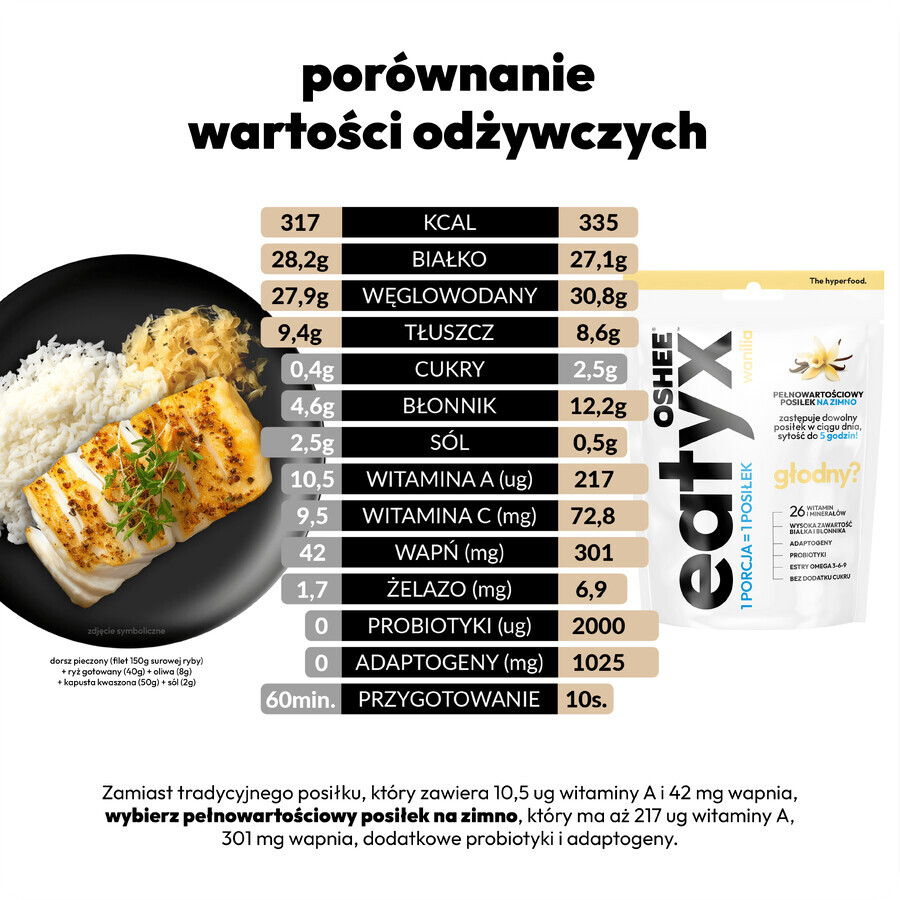 OSHEE Eatyx, farine en poudre froide, vanille, 90 g