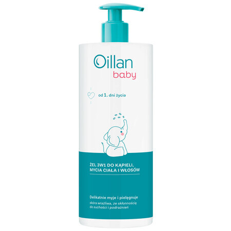 Oillan Baby, gel 3 en 1 pour le bain, le corps et les cheveux, dès le premier jour de vie, 750 ml