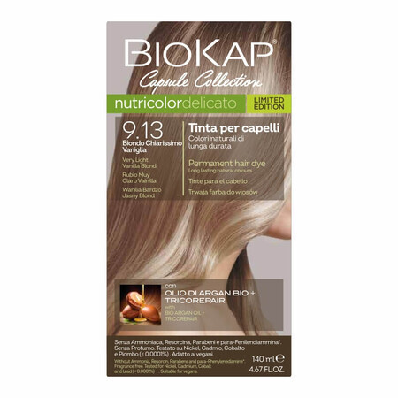 Biokap Nutricolor Nutricolor Delicato, Haarfarbe, 9.13 Vanille sehr helles Blond, 140 ml