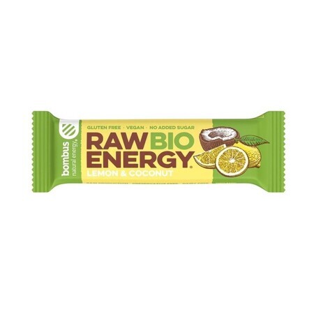 Barrita de limón y coco, 50 g, Raw Energy