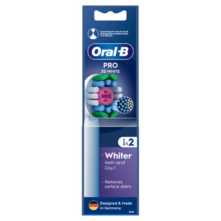 Oral-B Pro 3D White, Ersatzaufsätze für Clean Maximiser elektrische Zahnbürste, 2 Stück