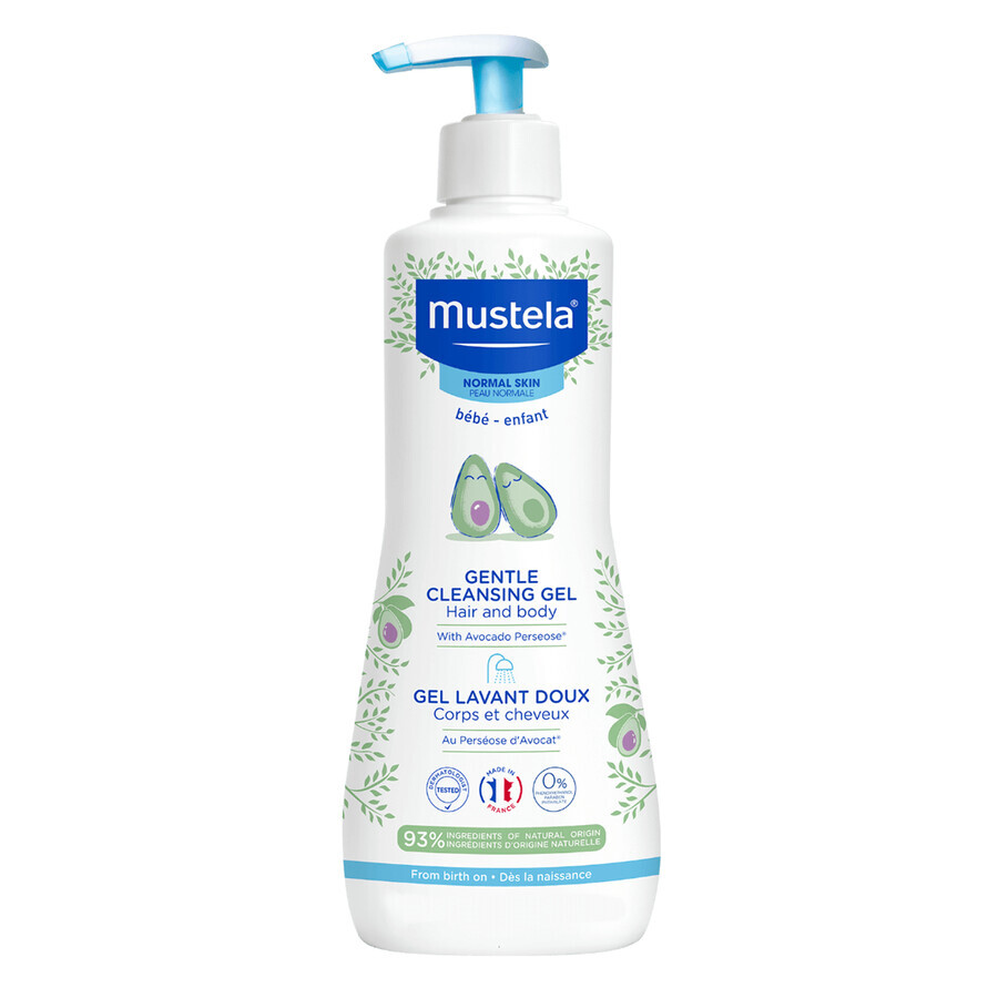 Lote Mustela Bebe Enfant Hydra Bebe, leche corporal 750 ml + gel limpiador suave 750 ml + bolsa de intercambio para colchoneta de regalo