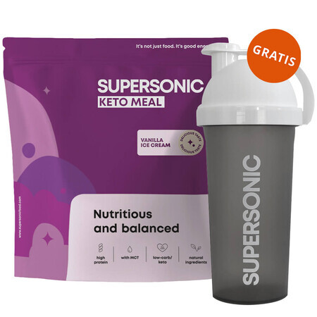 Supersonic Keto Meal, Vanilleeis-Geschmack, 800 g + Shaker, 700 ml gratis