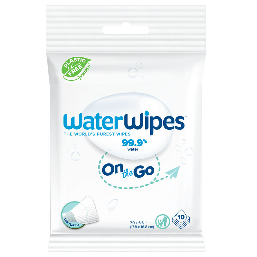 WaterWipes OnTheGo Bio, wet wipes, refreshing, 10 pieces