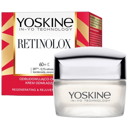 Yoskine Retinolox, crema rejuvenecedora 60+, crema de noche, 50 ml, reconstrucción y revitalización.