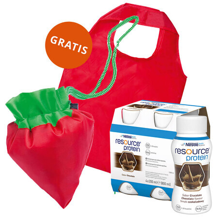 Resource Eiwit, voedzame formule, chocoladesmaak, 4 x 200 ml + gratis boodschappentas