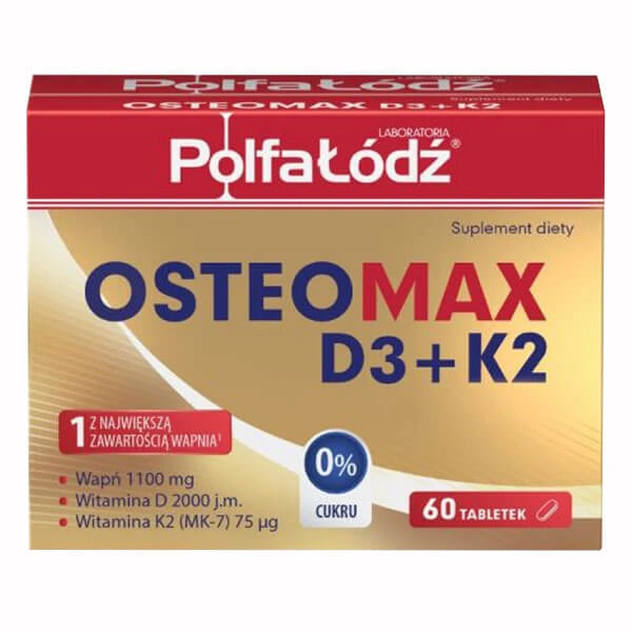 Laboratoria PolfaŁódź Osteomax D3 + K2, 60 comprimidos