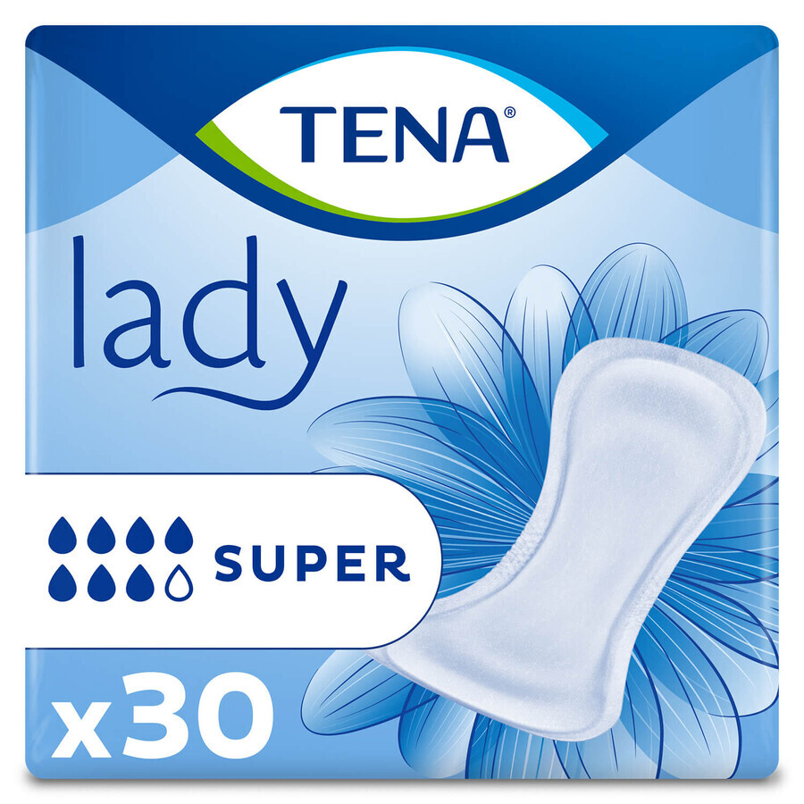 Tena Lady Set, serviettes hygiéniques spécialisées, Super, 2 x 30 pcs + protège-slips absorbants ProSkin Pants, taille M et L, 2 échantillons