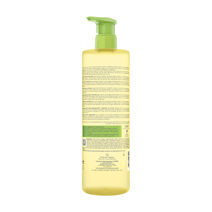 A-Derma Exomega Control, olio doccia emolliente, pelle secca tendente all'atopia, dalla nascita, 750 ml