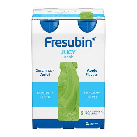 Fresubin Jucy Drink, bebida nutritiva, sabor manzana, 4 x 200 ml