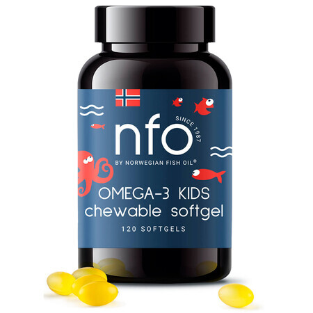 NFO Omega-3 Kids, vanaf 4 jaar, tutti frutti smaak, 120 kauwtabletten