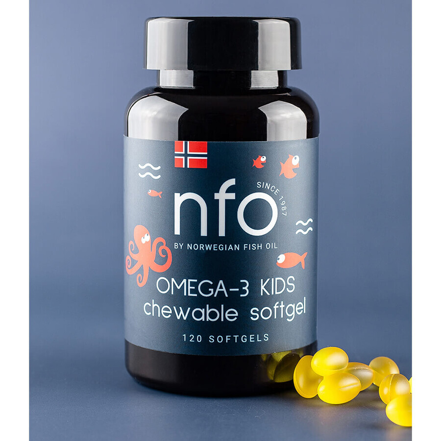 NFO Omega-3 Kids, vanaf 4 jaar, tutti frutti smaak, 120 kauwtabletten