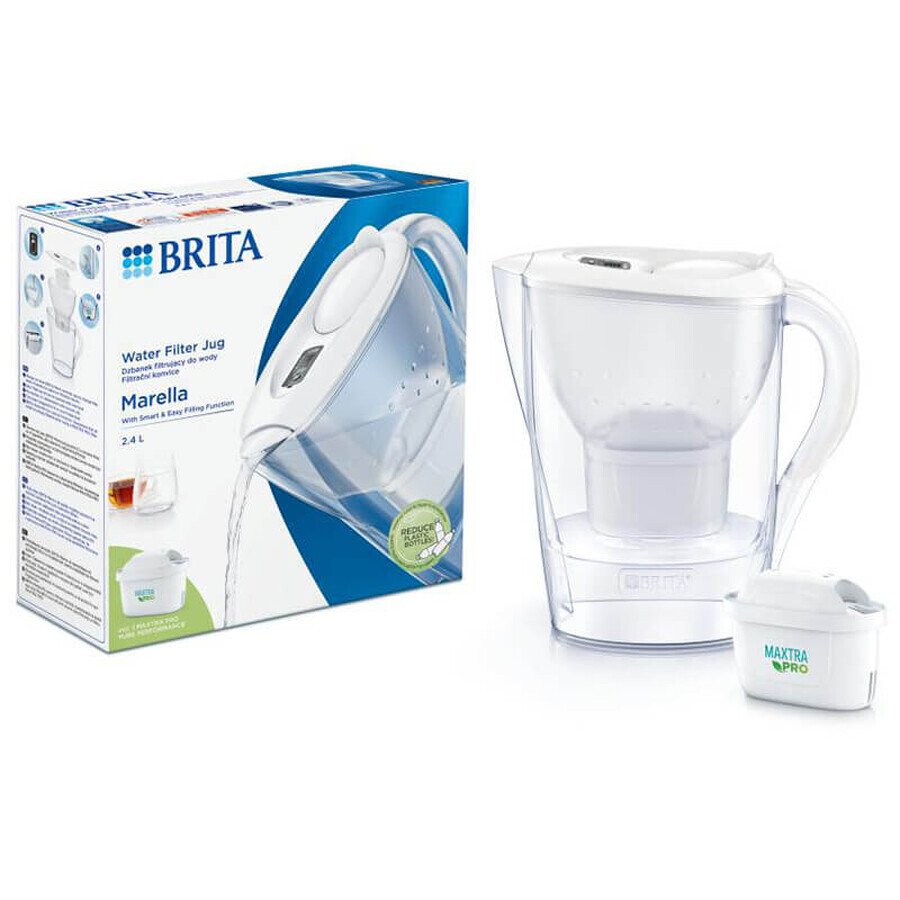 Brita Marella, jarra con filtro 2,4 l, blanca + filtro Maxtra Pro Pure Performance, 1 ud.