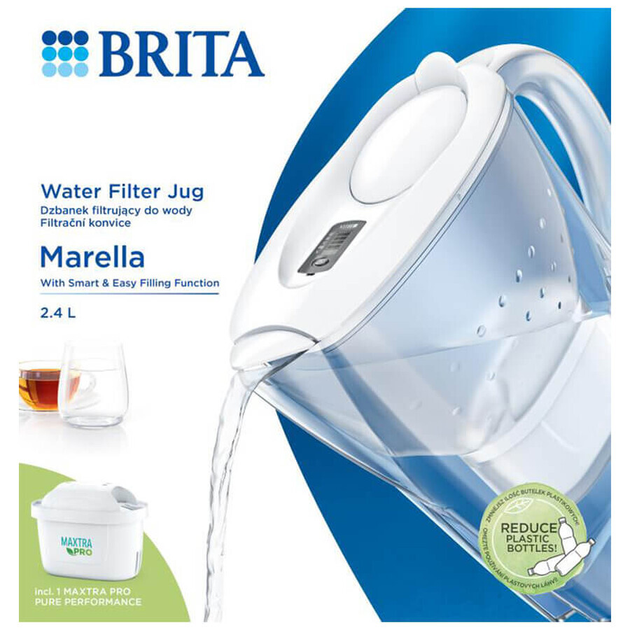 Brita Marella, jarra con filtro 2,4 l, blanca + filtro Maxtra Pro Pure Performance, 1 ud.