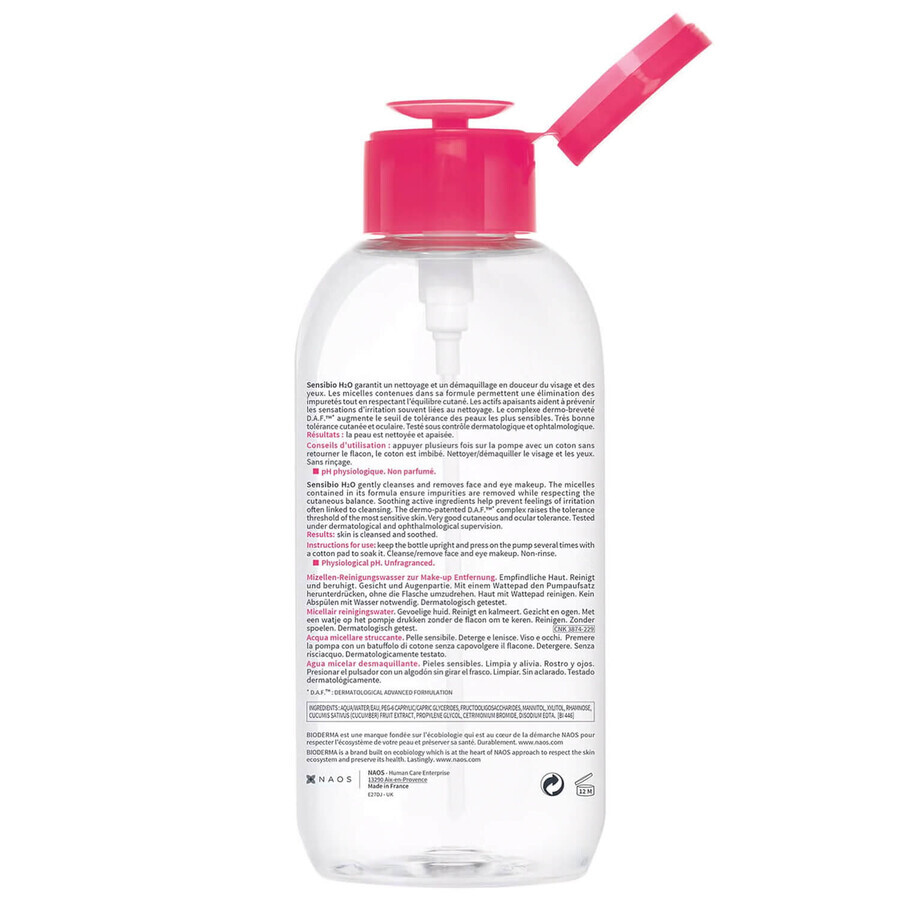 Bioderma Sensibio H2O, micellar water, sensitive skin, 850 ml