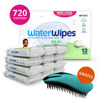 WaterWipes Soapberry Kids Bio, Feuchttücher, Wasser mit Seifenextrakt, ab Geburt, 12 x 60 Stück + Ikoo Home, ohne Haarbürste