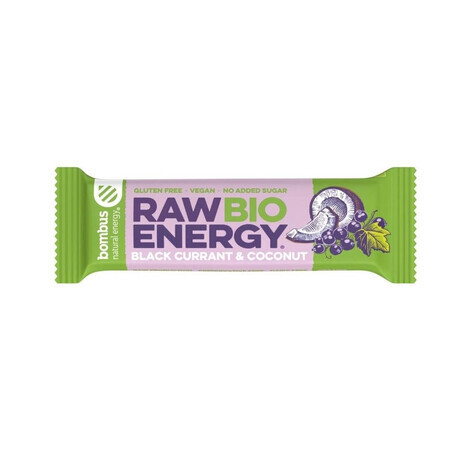 Barrita energizante con grosella negra y coco, 50 gr, Raw Energy